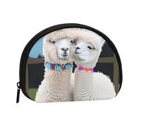 Cute Alpacas Printed Mini Coin Pouch, Shell Shape Zip Around Wallet, Small Zipper Pouch for Cash, Cards, Keys, Lipstick, Storage Pouch, Travel Organizer