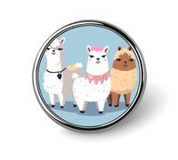Cute Alpacas Round Badge Cute Enamel Lapel Pin Brooches Button Pin Personalized Clothing Decoration Unisex Badge Holder Hats Bags Shirts Decor