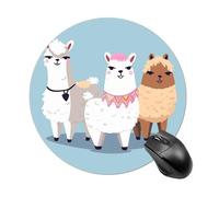 Cute Alpacas Round Mouse Pad Smooth Glide Gaming Mousepad Extra Density Portable Comfortable Mouse Mat for Desk, Home, Office 7.8x7.8 Inches