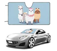 Cute Alpacas Windshield Sun Shade, Summer Vehicle Accessories, Foldable Car Window Shades, Keep Interior Cool, UV Rays Sun Visor Shade for Car SUV Truck 51"x28"