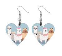 Cute Alpacas Wooden Earrings for Women, Vintage Elegant Wood Jewelry, Lightweight Earrings for Wedding, Party, Everyday Jewelry Gift, Love, Wood, wood