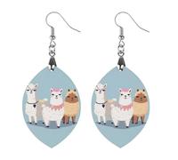 Cute Alpacas Wooden Earrings for Women, Vintage Elegant Wood Jewelry, Lightweight Earrings for Wedding, Party, Everyday Jewelry Gift, Apricot shaped, Wood, wood