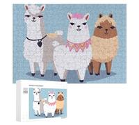 Cute Alpacas Wooden Puzzles for Adults 300 PCS Unique Shape Puzzles Wall Art Home Decor for Puzzle Lovers, Family, Friend Creative Gift Toys