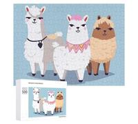 Cute Alpacas Wooden Puzzles for Adults 500 PCS Unique Shape Puzzles Wall Art Home Decor for Puzzle Lovers, Family, Friend Creative Gift Toys