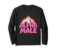 Cute Alpha Male Unicorn Funny Sarcastic Humor Ironic Men Long Sleeve T-Shirt