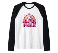 Cute Alpha Male Unicorn Funny Sarcastic Humor Ironic Men Raglan Baseball Tee