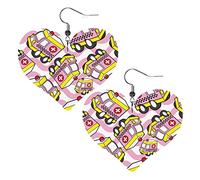 Cute Ambulance Heart Shape Leather Earrings Women Girls Simple Dangle Earrings Gifts for Her