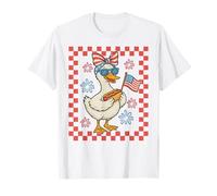 Cute America Goose 4th Of July US Flag Patriotic Bow Girl T-Shirt