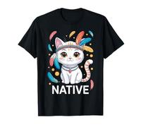 Cute American Native Indian Kawaii Cat Woman Girl Cats Lover T-Shirt