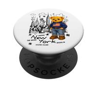 Cute American Teddy Bear Sketch Drawing, New York Teddy Bear PopSockets Adhesive PopGrip