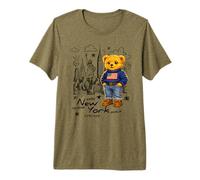 Cute American Teddy Bear Sketch Drawing, New York Teddy Bear Premium T-Shirt