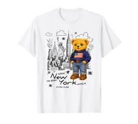 Cute American Teddy Bear Sketch Drawing, New York Teddy Bear T-Shirt