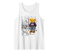 Cute American Teddy Bear Sketch Drawing, New York Teddy Bear Tank Top