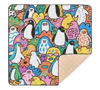 Cute and Colorful Cartoon Penguins Large Non-Slip Baby Activity Play Mat for Indoor Outdoor Washable Activity Entertainment Mat for Baby Toddler Infant, 50'' x 50''