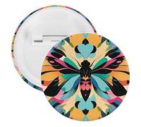 Cute And Colorful Moths Badge Metal Round Pins, Lightweight Brooch for Backpack, Fashion Button Pins Badge for Shirts, Jackets, Shawl Coat, Unisex, 20PCS, Tinplate, metal round pins