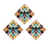 Cute And Colorful Moths Car Air Freshener, 3 Pcs Rhombus Hanging Air Freshener Cards, Long Lasting Fragrance Scented Cards for Car, Home, Office Black-style