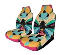 Cute and Colorful Moths Car Seat Covers Universal, 2PCS Carseat Protector - Stretchable Fabric, Anti-Slip Elastic Car Seat Protector for Cars, SUV, Trucks