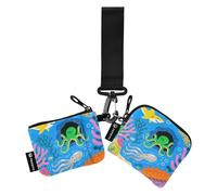 Cute and Colorful Shark Animal sea Women's Money Organizers Mini Fashion Business Card Case Money Organizer with Wristlet Strap for Daily Use 2 Pcs para Meter tarjetas de credito