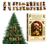 , Cute and Fun 2D Flat Acrylic Gift 24 Days Hanging Yorkshire Terrier Themed Dog for Christmas Mirrors Walls Trees Home Family Friends Lover