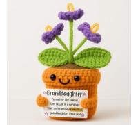Cute And Fun Crochet Small Gift For Granddaughter Emotion Card No Maintenance Potted Flower Little Girl Little Princess Birthday Party Decoration From Your Most Loving Grandparents Grandpa Grandma