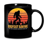 Cute and Fun Mug 11 Oz Novelty Ceramic Coffee Mug Bigfoot Saw Me But Nobody Believe Him Funny Mug Anniversary Birthday Christmas Gifts Tea Cups Home DecorBlack