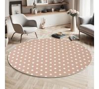 Cute And Fun Polka Dots Rugs, Simple Geometric Shapes Round Large Area Rug, Non-Slip Circle Carpet For Bedroom Kitchen, Washable Non Shedding Rug For Living Rooms Corridors, 180 Cm, Beige Pink