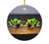 Cute And Funny Funny Frogs Print Christmas Tree Ceramic Hanging,Holiday Decor For New Year Home Decor Keepsake