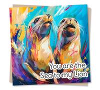 Cute and Funny Happy Birthday Card For a Loved One - You Are The Sea To My Lion - Animal Lover - Darling, Sweetheart - For a Special Someone, Partner, Husband, Wife, Girlfriend, Boyfriend