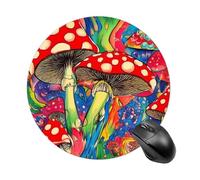 Cute And Funny Round Mouse Pad Compatible With Colorful Mushrooms Art, Smooth And Waterproof Gaming Mouse Pads, Soft Keyboard Pad For Office Typist School Desk, 7.8 Inches