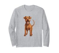 Cute and Happy Irish Terrier Dog Illustration Long Sleeve T-Shirt