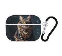 Cute and Lovely Cat AirPods Pro Case Cover with Keychain Ring PC Hard Shell Protective Case for AirPods Pro 2nd for Women Men Generation Easy Open Full Drop Protection Cover White-Style