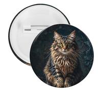 Cute And Lovely Cat Badge Metal Round Pins, Lightweight Brooch for Backpack, Fashion Button Pins Badge for Shirts, Jackets, Shawl Coat, Unisex, 5PCS, Tinplate, metal round pins