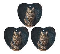 Cute And Lovely Cat Car Air Freshener, 3 Pcs Love form Hanging Air Freshener Cards, Long Lasting Fragrance Scented Cards for Car, Home, Office Gray-style