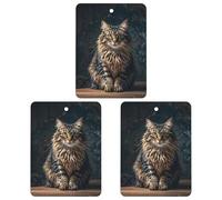 Cute And Lovely Cat Car Air Freshener, 3 Pcs Square Hanging Air Freshener Cards, Long Lasting Fragrance Scented Cards for Car, Home, Office Black-style