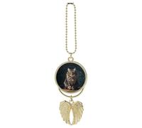 Cute And Lovely Cat Car Hanging Ornament Rear View Mirror Pendant Lucky Presents Hanging Ornament Funny Car Pendant for Office Auto Home Decoration Golden-style