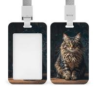 Cute and Lovely Cat Id Badge Holder,Name Tag Holder with Detachable Lanyard,Waterproof Design Id Card Holder for Office, Workplace