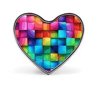 Cute And Lovely Cat Lapel Pin Heart Brooches And Pins - Metal Badge for Shirts, Jackets, Hats | Durable Fashion Accessory & Gift for Men, Women, Events, Rainbow Color Plaid-png, Love form