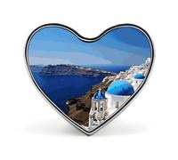 Cute And Lovely Cat Lapel Pin Heart Brooches And Pins - Metal Badge for Shirts, Jackets, Hats | Durable Fashion Accessory & Gift for Men, Women, Events, Santorini Greek Island sea View, Love form