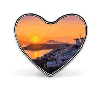 Cute And Lovely Cat Lapel Pin Heart Brooches And Pins - Metal Badge for Shirts, Jackets, Hats | Durable Fashion Accessory & Gift for Men, Women, Events, Greece Island Sunset Landscape, Love form