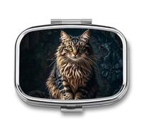 Cute and Lovely Cat Pill Case with 2 Compartment, Pill Organizer Portable Square Pill Box,Vitamin Pill Organizer for Pocket Purse and Travel