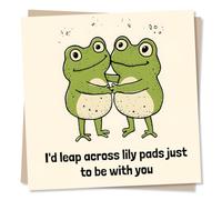 Cute and Quirky Happy Birthday or Anniversary Frog Card For a Loved One - Funny, Humour - I'd Leap Across Lily Pads To Be With You - For a Special Someone, Husband, Wife, Partner, Other Half, Bestie