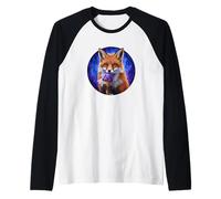 Cute and Sweet Fox EATS Blueberry ICE Cream Raglan Baseball Tee