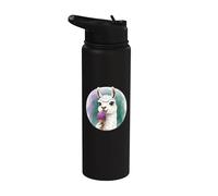 Cute and Sweet Llama EATS ICE Cream Stainless Steel Insulated Water Bottle