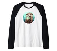 Cute and Sweet Otter EATS STRACCIATELLA ICE Cream Raglan Baseball Tee