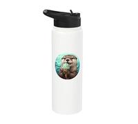 Cute and Sweet Otter EATS STRACCIATELLA ICE Cream Stainless Steel Insulated Water Bottle