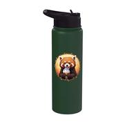 Cute and Sweet RED Panda Loves ICE Cream Stainless Steel Insulated Water Bottle