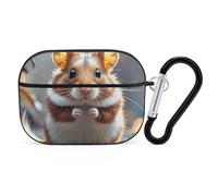 Cute and Weird Hamster AirPod Pro Case, Anti Scratch Hard PC Cover with Keychain, AirPod Pro 2nd/1st Case Accessories for Women Men, Black-Style