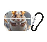 Cute and Weird Hamster AirPod Pro Case, Anti Scratch Hard PC Cover with Keychain, AirPod Pro 2nd/1st Case Accessories for Women Men, White-Style