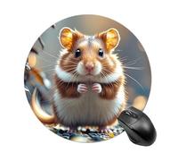 Cute and Weird Hamster Round Mouse Pad 7.8 Inch, Portable Gaming Mouse Mat with Non-Slip Rubber Base & Smooth Surface, Waterproof Mousepad for PC, Laptop, Computer, Office, Home