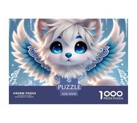 Cute Angel Fox 1000 Piece Puzzles for Adults Kids -Winged Wolf Kitten Waterfall Educational Game Decompression Fun And Challenging Family Game70x50cm/1000pcs